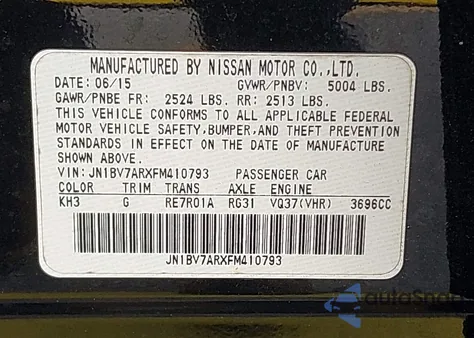 2015 Infiniti Q50 Premium from USA, damaged, VIN JN1BV7ARXFM410793